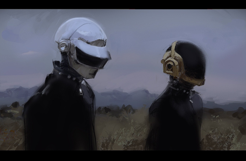 2boys, black_jacket, commentary, daft_punk, guy-manuel_de_homem-christo, helmet, highres, jacket