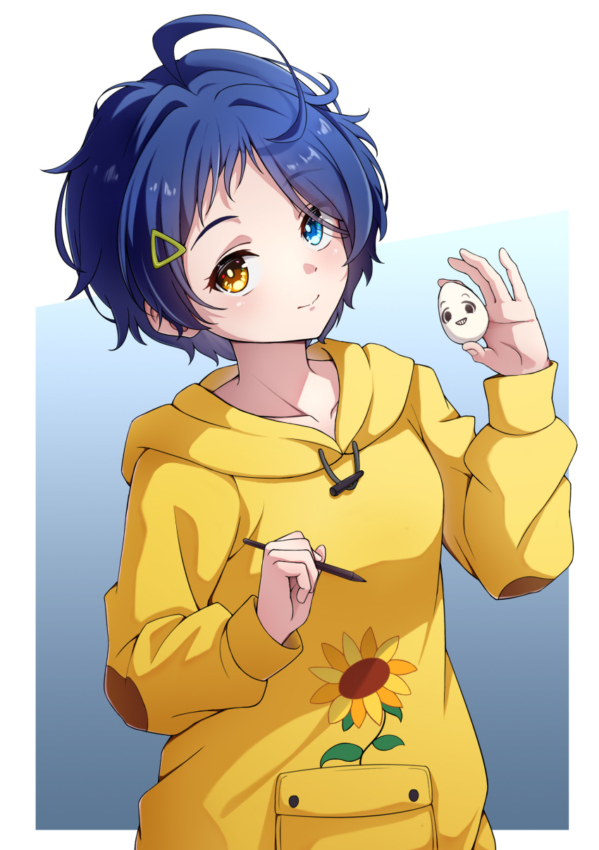 1girl, absurdres, blue_eyes, blue_hair, brown_eyes, closed_mouth, collarbone, commentary_request