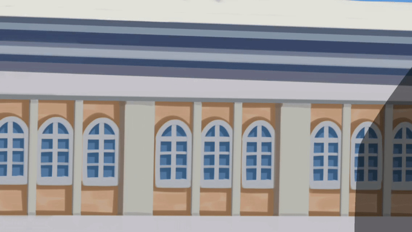 1girl, agnes_tachyon_(umamusume), animal_ears, animated, animated_gif, brown_hair, building, chibi