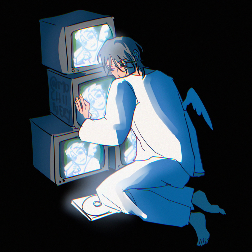 2boys, absurdres, alien_stage, barefoot, commentary, english_commentary, grey_hair, highres