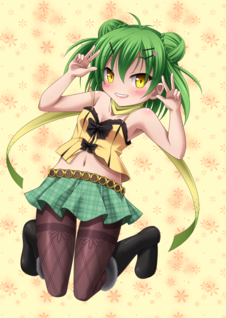 1girl, antenna_hair, bare_shoulders, black_boots, boots, breasts, brown_pantyhose, camisole
