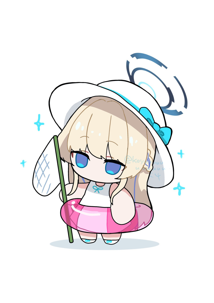 1girl, blonde_hair, blue_archive, blue_bow, blue_eyes, blue_halo, bow, breasts