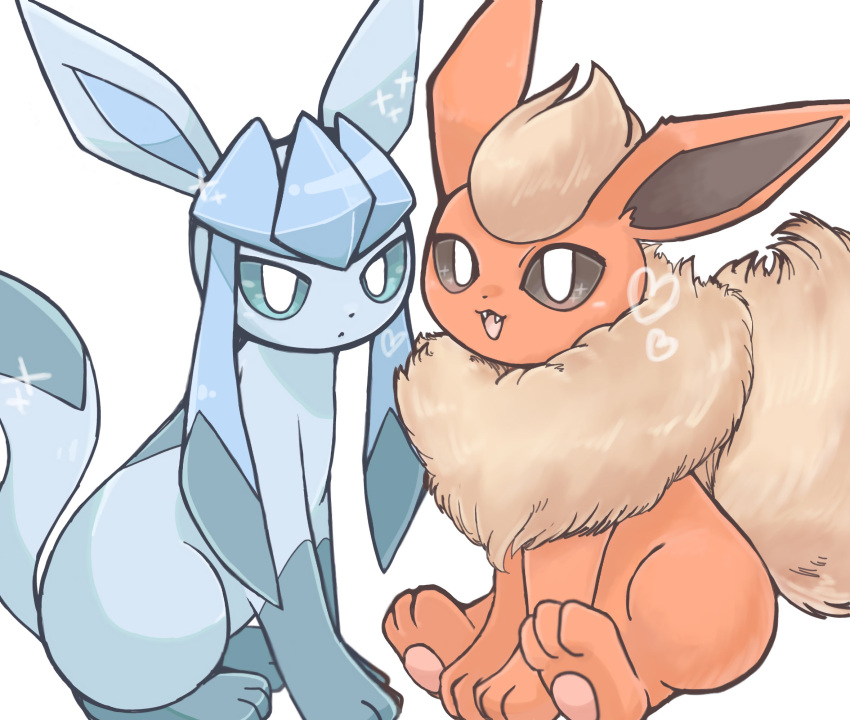 animal_focus, blue_eyes, blue_fur, brown_eyes, closed_mouth, flareon, fluffy, glaceon