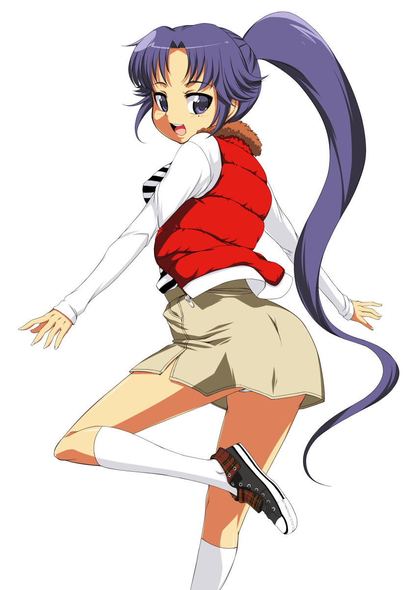 asuka_(dream_c_club_zero), dream_c_club, dream_c_club_zero, highres, kneehighs, long_hair, mole, onija_tarou