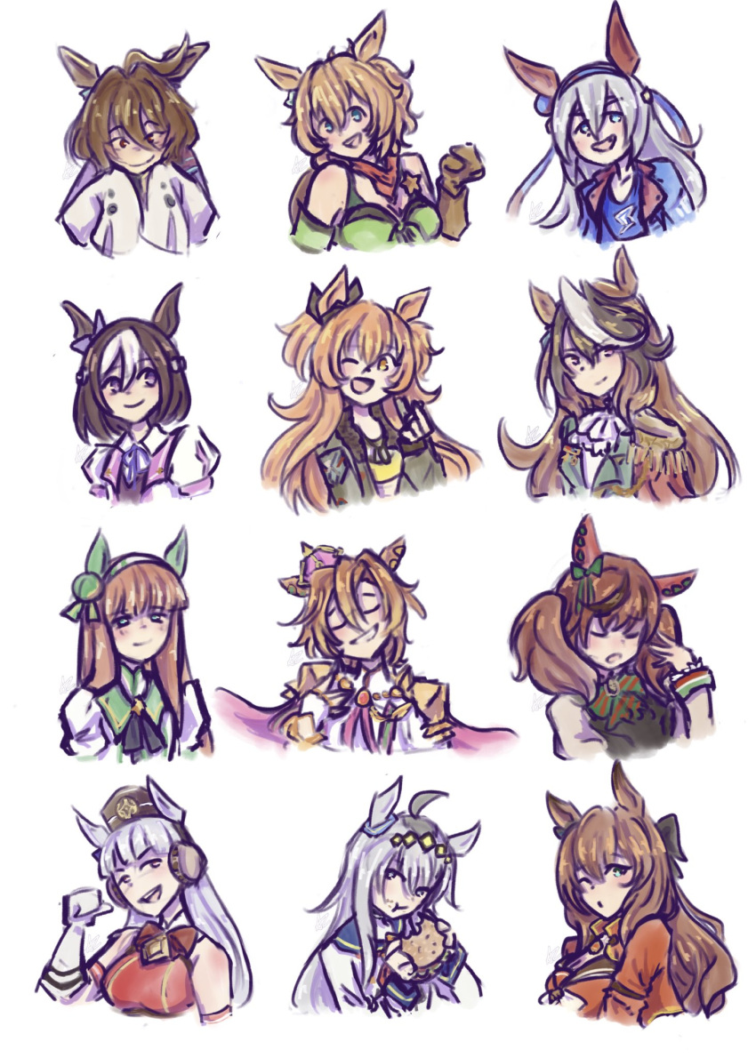 6+girls, agnes_tachyon_(umamusume), ahoge, aiguillette, air_con, animal_ears, armband, armor