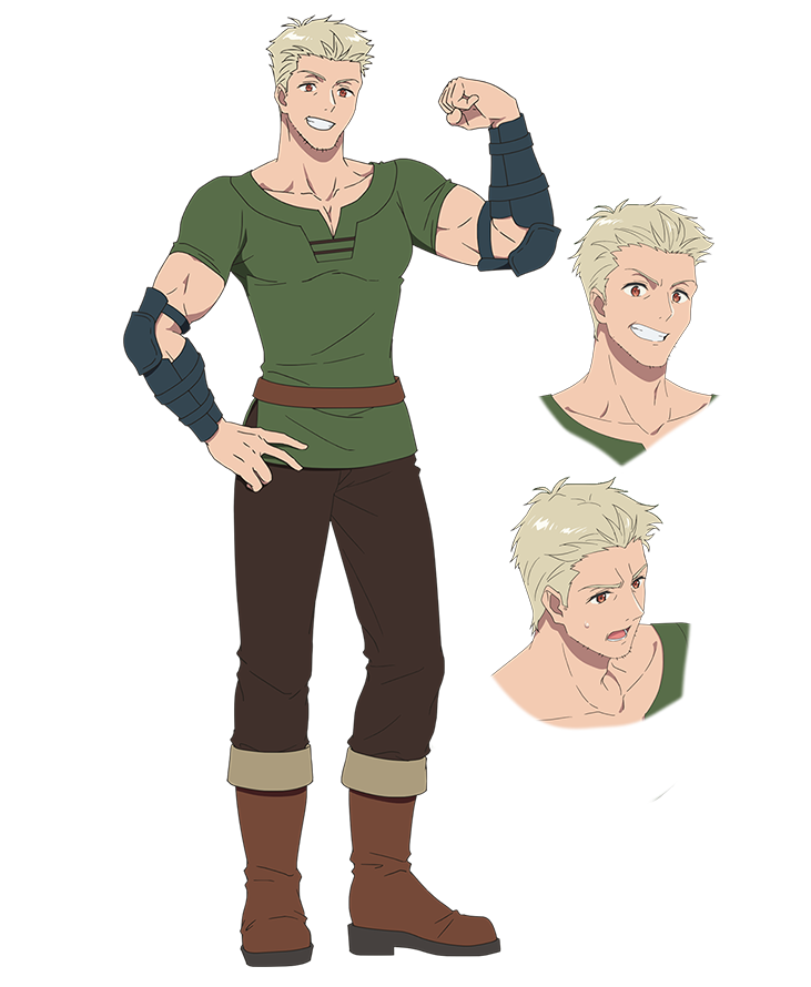 3boys, anime_coloring, arm_guards, beard, belt, biceps, blonde_hair, boots