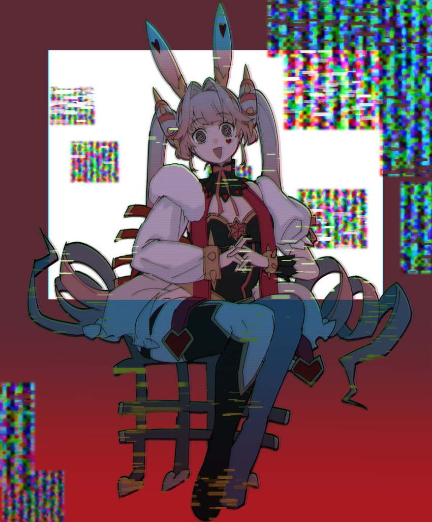 1girl, :d, animal_ears, black_leotard, breasts, commentary_request, donut_hair_bun, duel_monster