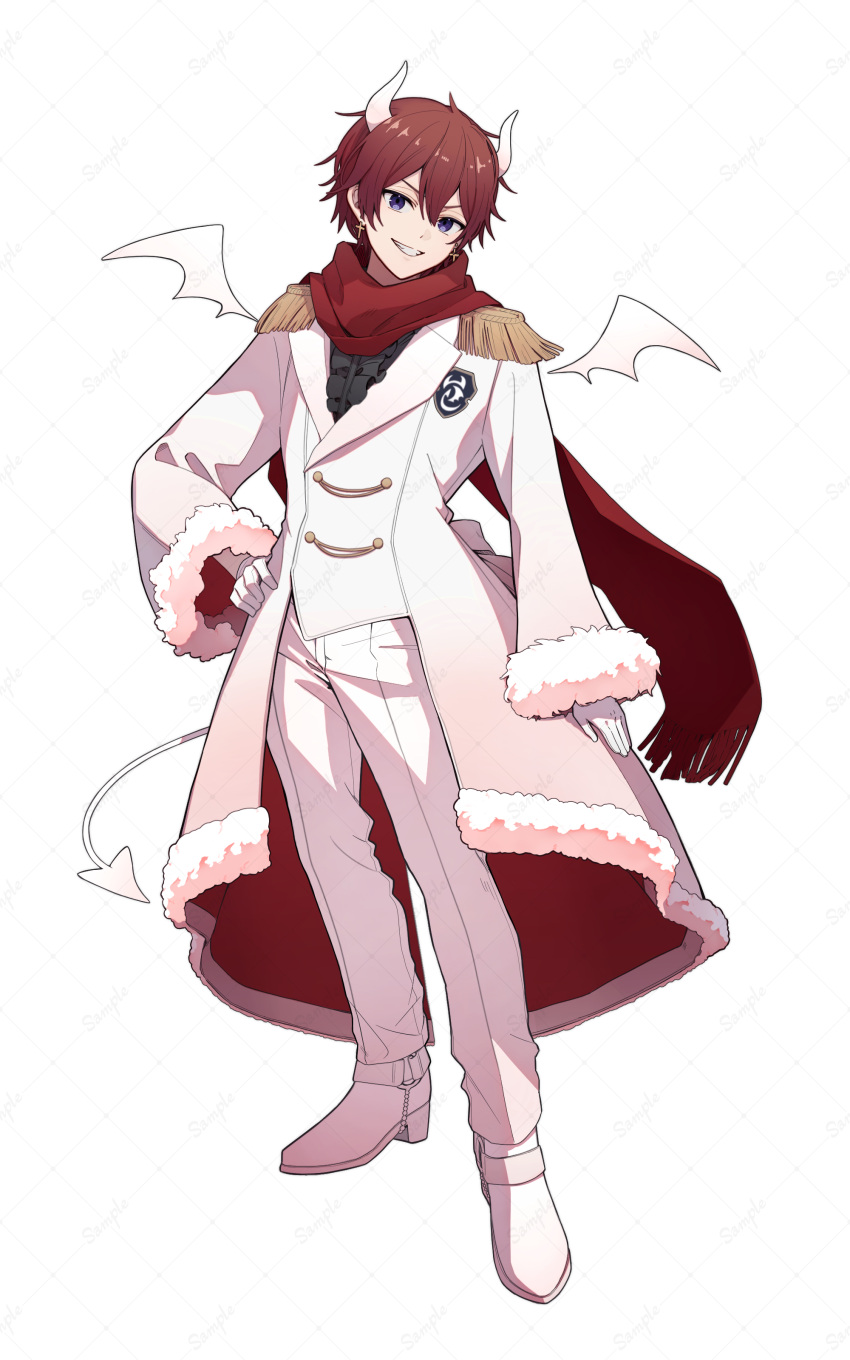 1boy, absurdres, arm_at_side, black_shirt, buttons, center_frills, coat, cross