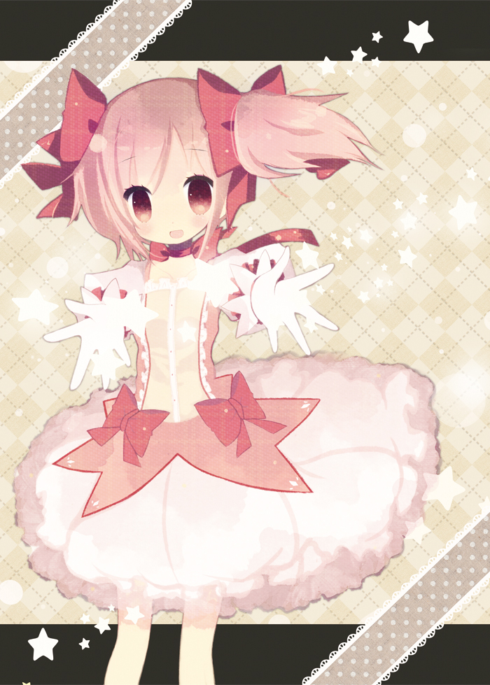 bubble_skirt, choker, gloves, hair_ribbon, kaname_madoka, kurata_yumi, magical_girl, mahou_shoujo_madoka_magica