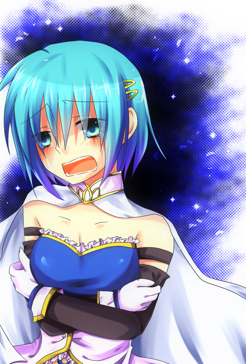 blue_eyes, blue_hair, gloves, highres, hinashota, magical_girl, mahou_shoujo_madoka_magica, miki_sayaka