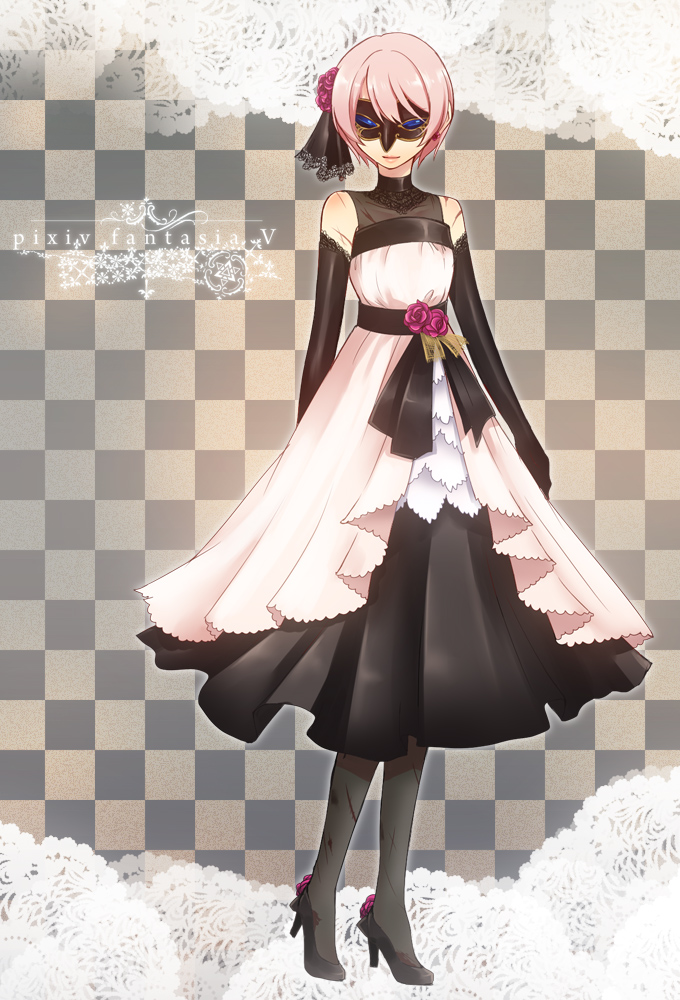 flower, hair_flower, hair_ornament, high_heels, mask, pantyhose, pixiv_fantasia, pixiv_fantasia_5