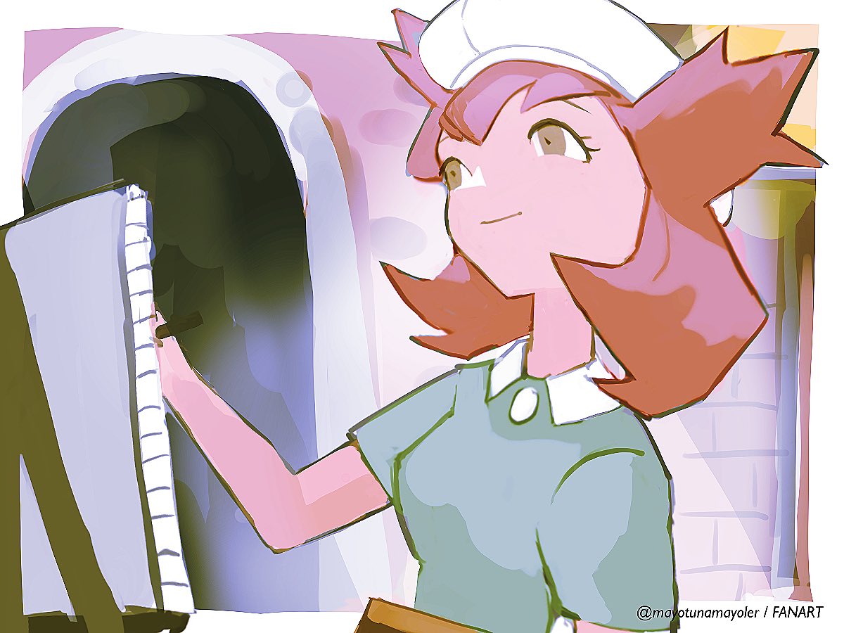 1girl, alto_mare, bianca_(pokemon_heroes), breasts, brown_eyes, brown_hair, closed_mouth, day