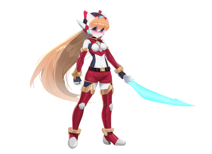 1girl, absurdres, alternate_costume, alternate_hairstyle, armor, belt, blonde_hair, blue_eyes