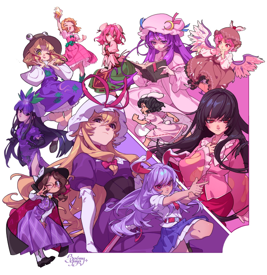 6+girls, :/, :d, :p, alcohol, animal_ears, animal_print, anklet