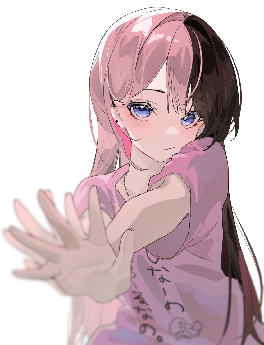 1girl, absurdres, amopui, black_hair, blurry, blurry_foreground, blush, closed_mouth