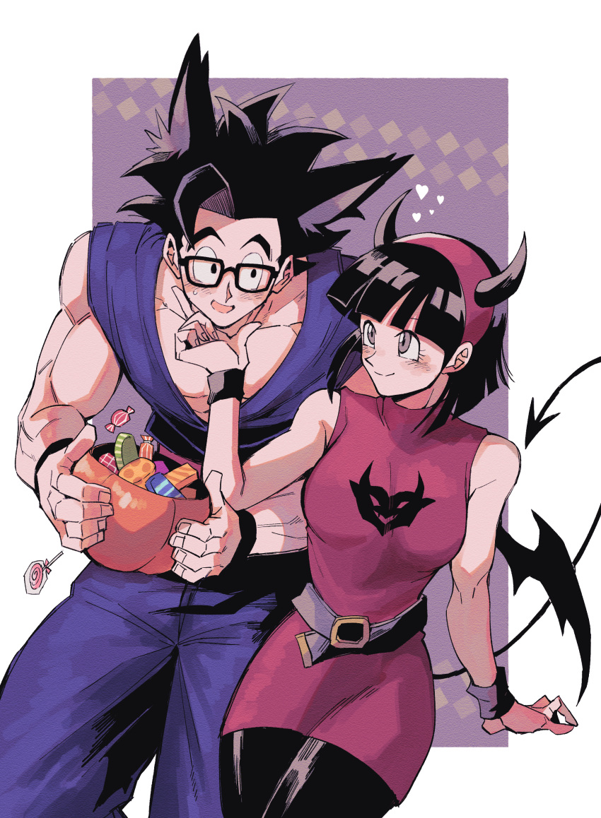 1boy, 1girl, absurdres, animal_ear_fluff, animal_ears, bare_shoulders, belt, black_belt