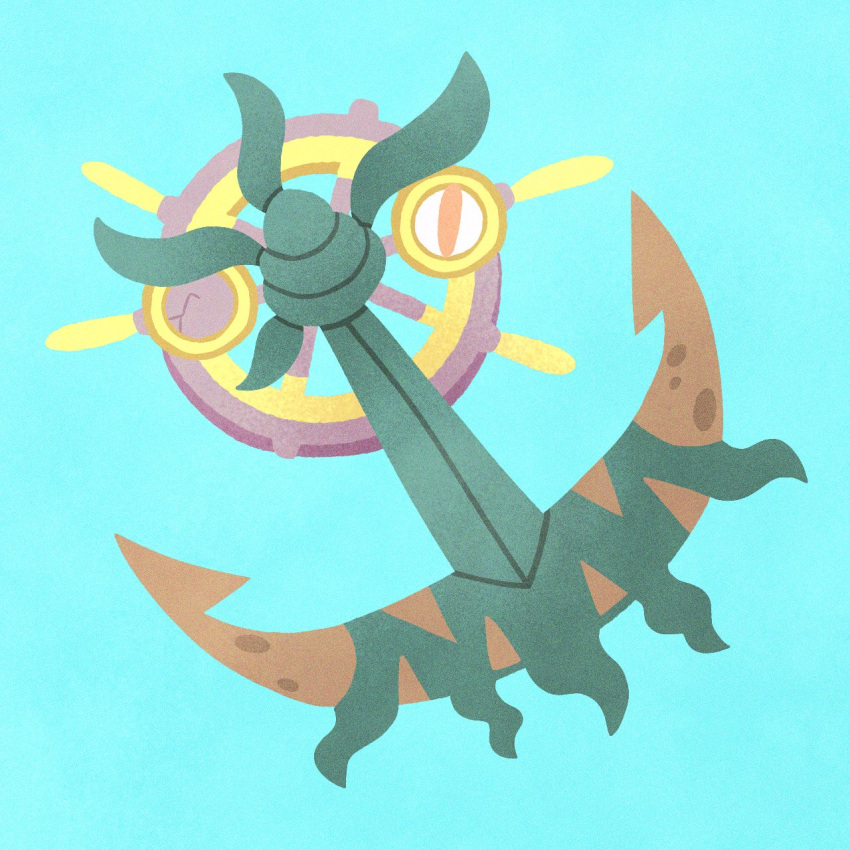 anchor, blue_background, dhelmise, full_body, highres, no_humans, pokemon, pokemon_(creature)