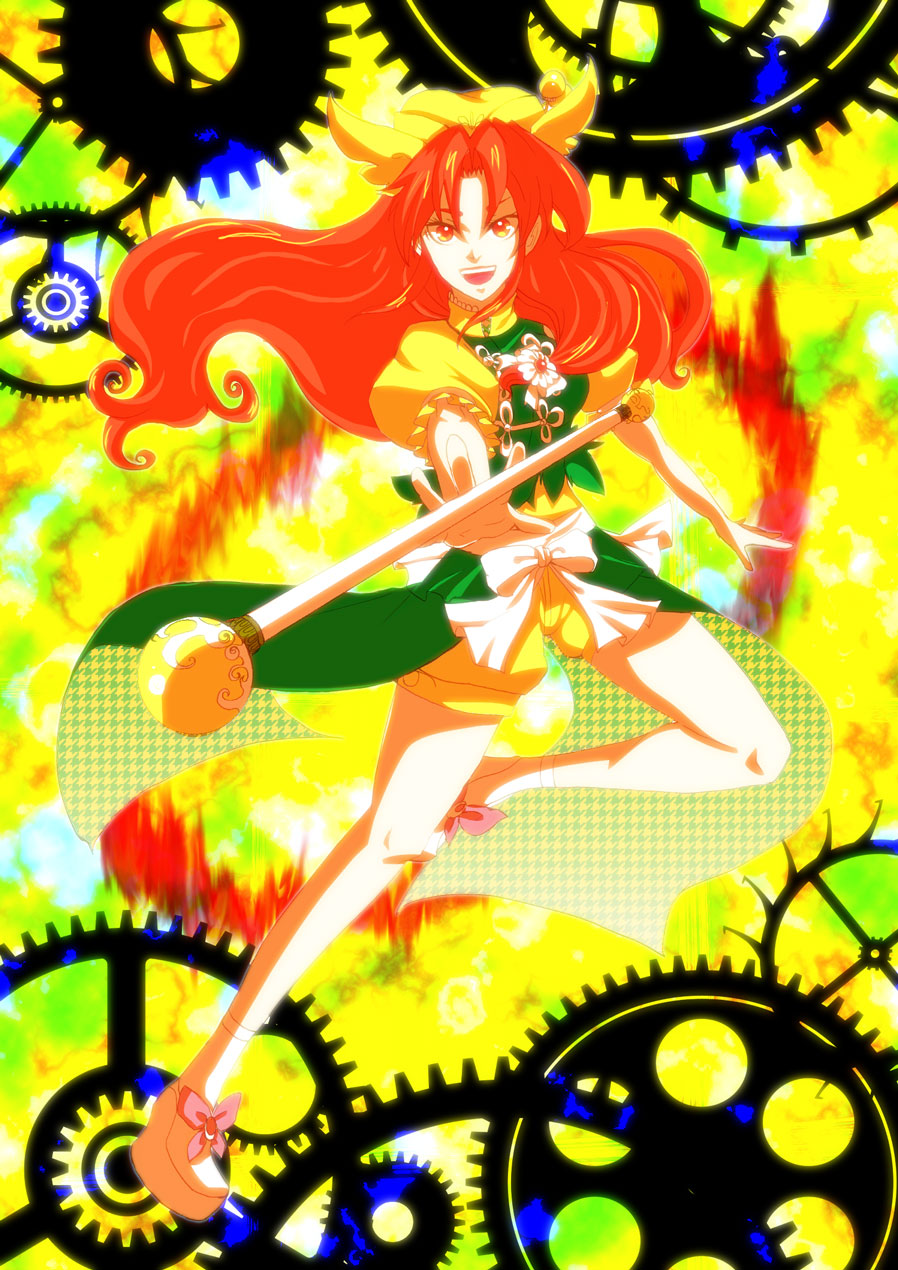 :d, baton, bow, colorful, flower, gears, hands, hat