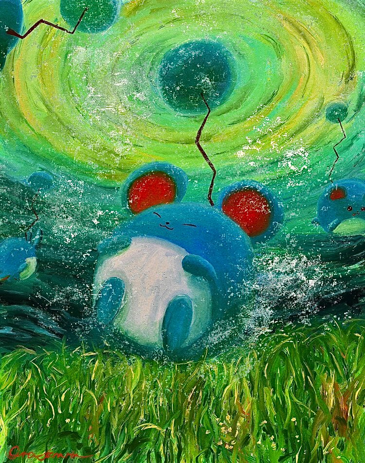 ^_^, air_bubble, black_eyes, bubble, closed_eyes, closed_mouth, floating, grass