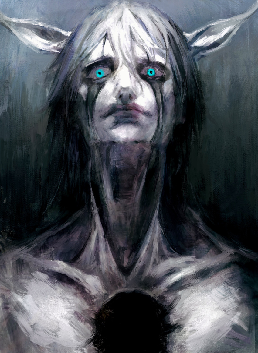 1boy, absurdres, arrancar, black_hair, bleach, closed_mouth, colored_skin, facial_mark