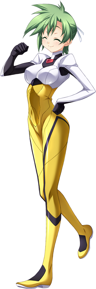 bodysuit, giga, green_hair, jinki_extend, jinki_extend_re:vision, pilot_suit, r-suit, short_hair
