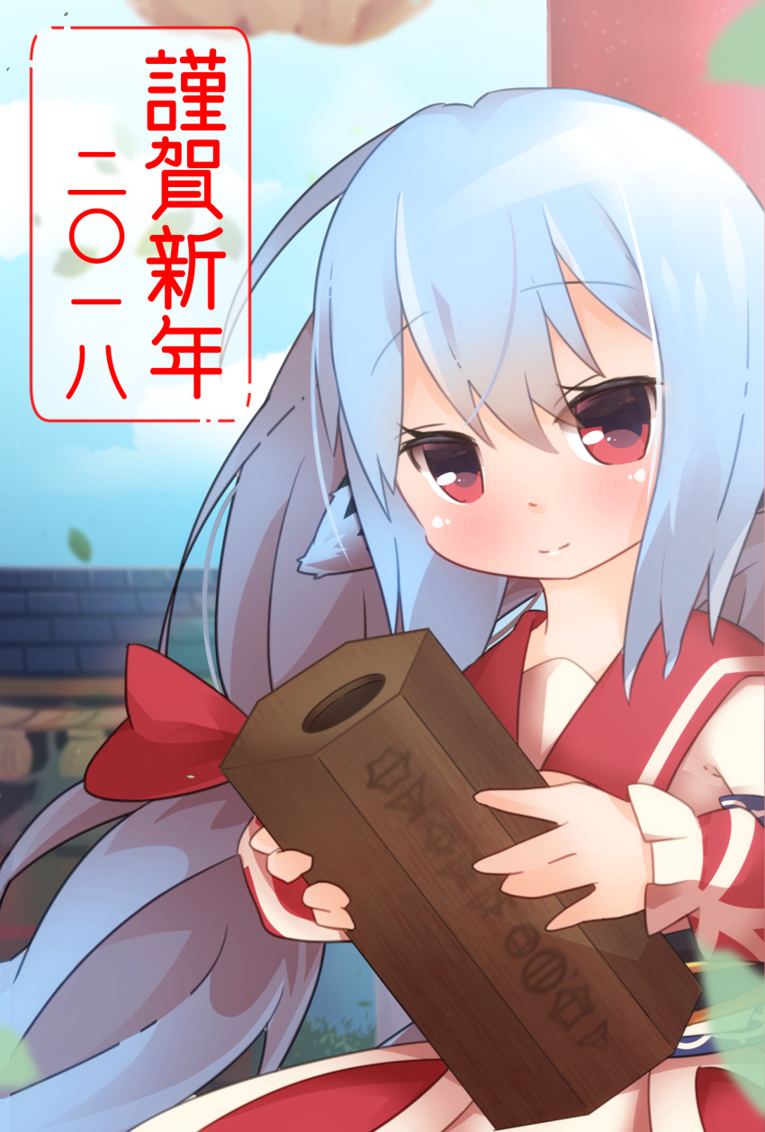 1girl, 2018, akari_(eco), animal_ears, blue_hair, bow, emil_chronicle_online, hair_bow