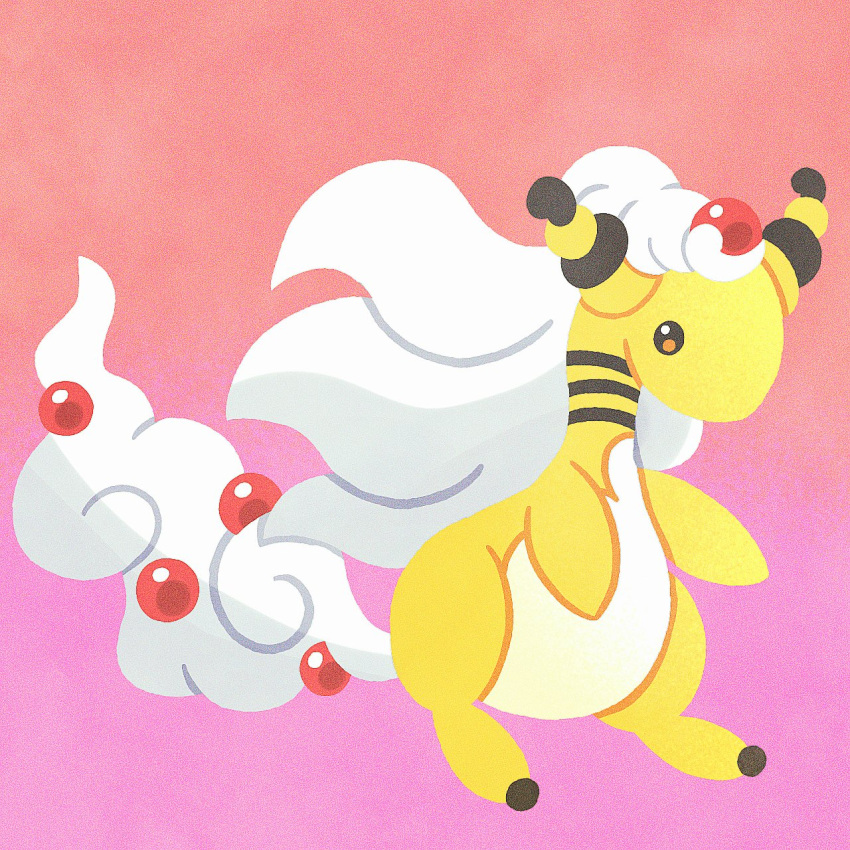 ampharos, black_eyes, fluffy, forehead_jewel, full_body, gem, highres, long_hair