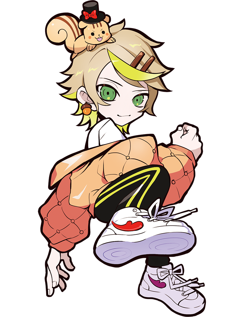 1boy, acorn_earrings, animal_on_head, anime_coloring, artist_request, black_eyes, black_hat, black_leggings