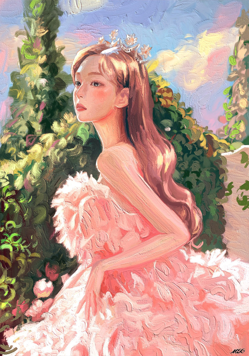 1girl, brown_hair, dress, feel_my_rhythm_(red_velvet), highres, irene_(red_velvet), k-pop, long_hair