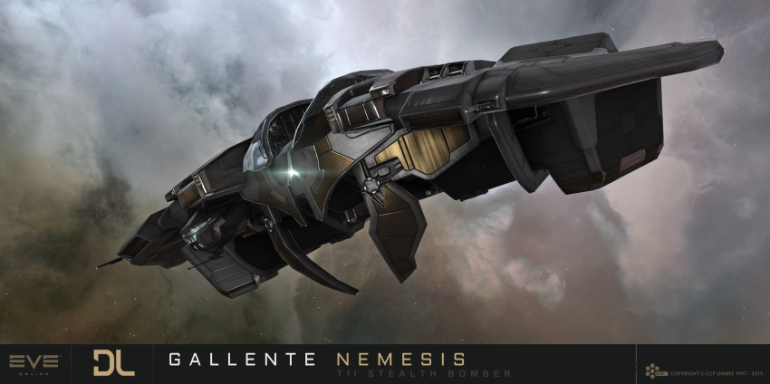 3d, absurdres, advanced_ship_(eve_online), attack_ship_(eve_online), clouds, commentary, company_logo, company_name