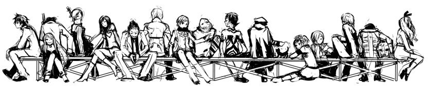 arisato_minato, demonica, devil_summoner, female_protagonist_(persona_3), hitoshura, kuzunoha_kyouji, kuzunoha_raidou, long_image, megami_tensei, minegishi_keiji, monochrome, narukami_yuu, nemissa, persona, persona_1, persona_2, persona_3, persona_3_portable, persona_4, seta_souji, shin_megami_tensei, shin_megami_tensei:_if..., shin_megami_tensei:_strange_journey, shin_megami_tensei_iii:_nocturne, sketch, sonomura_maki, soul_hackers, suou_tatsuya, tamaki_uchida, toudou_naoya, wide_image