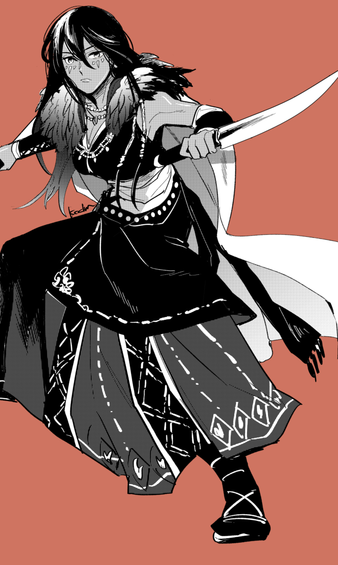 1girl, bare_shoulders, cape, character_request, closed_mouth, commentary_request, double-parted_bangs, full_body