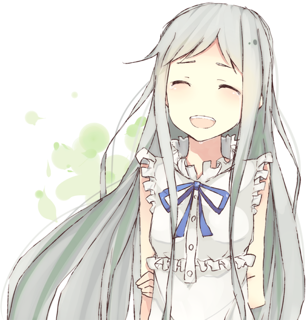bad_id, closed_eyes, dress, eyes_closed, honma_meiko, long_hair, meet_neet, silver_hair