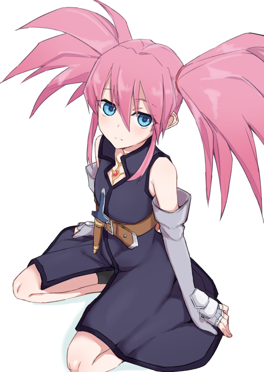 1girl, bare_shoulders, black_jacket, black_shorts, blue_eyes, closed_mouth, elbow_gloves, fingerless_gloves