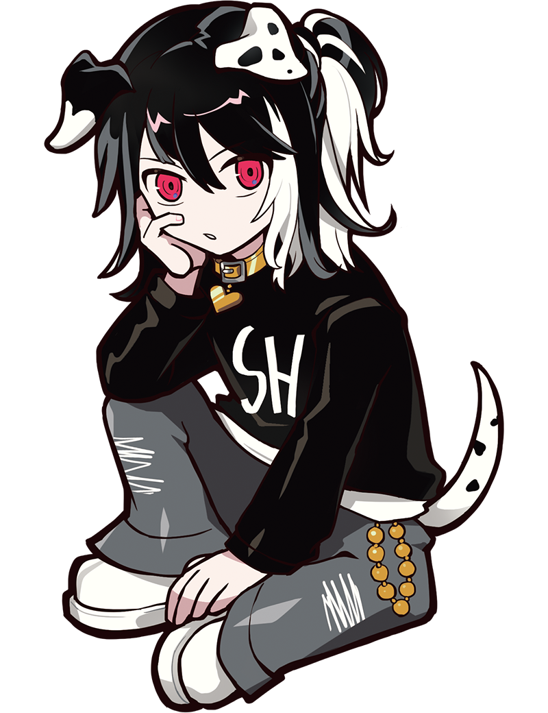 animal_collar, animal_ears, anime_coloring, armrest, beads, belt_buckle, black_fur, black_hair