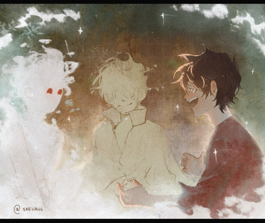 black_hair, commentary, english_commentary, high_collar, highres, joy_boy_(one_piece), male_focus, monkey_d._luffy