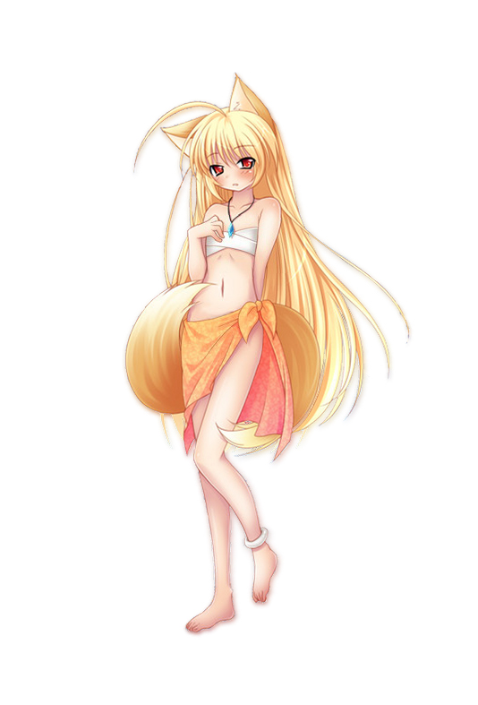 animal_ears, ankle_bracelet, anklet, anyu, artist_request, bandages, barefoot, blonde_hair