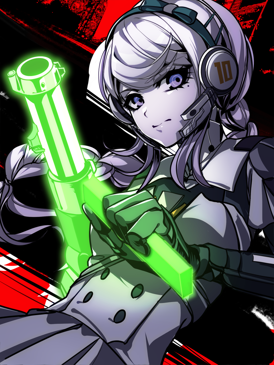 1girl, armor, black_background, black_bow, black_gloves, black_hairband, bow, bow_hairband