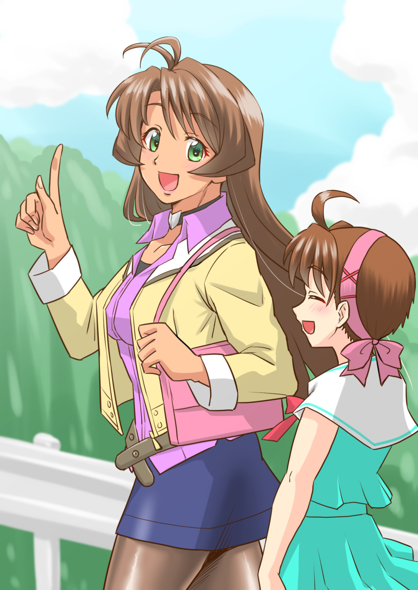 2girls, ahoge, amawa_hibiki, brown_hair, choker, crossdressing, crossdressing_(mtf), dark-skinned_female