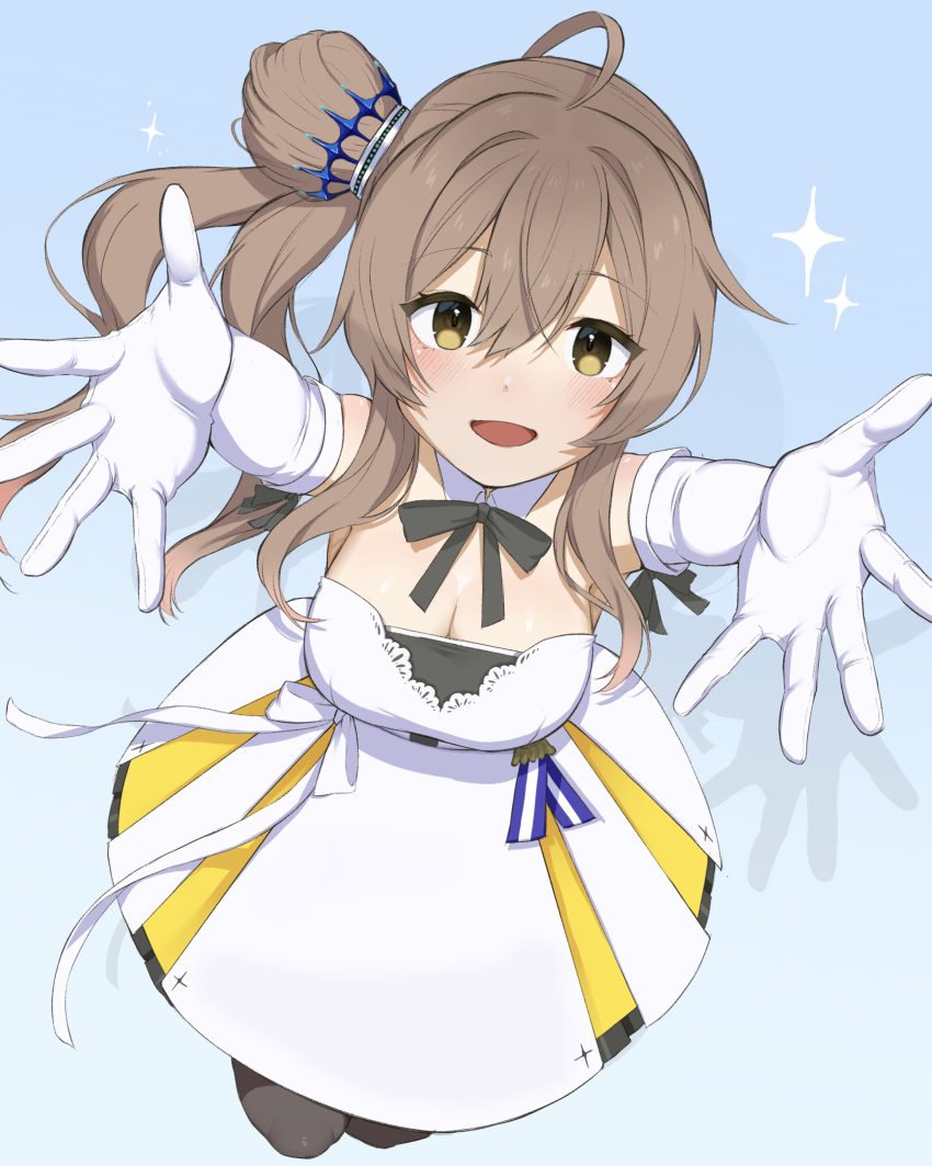 1girl, absurdres, blush, breasts, brown_eyes, brown_hair, cevio, dress