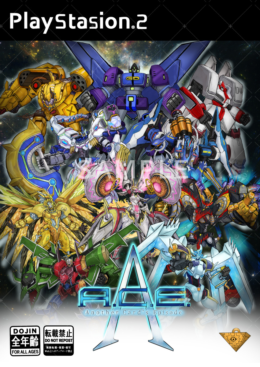 adeshi_(adeshi0693119), another_century's_episode, arm_cannon, armor, black_bodysuit, blonde_hair, blue_armor, bodysuit