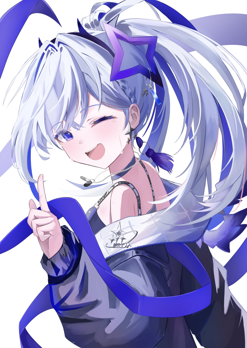 1girl, absurdres, amane_kanata, amane_kanata_(lock_on), angel_wings, bare_shoulders, black_jacket, black_sports_bra