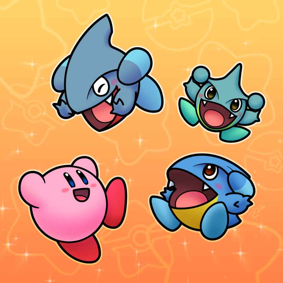 alternate_color, blue_skin, blush_stickers, colored_skin, crossover, fangs, gible, kirby
