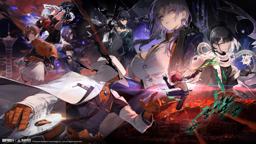 1boy, 1other, 6+girls, absurdres, aiming, aiming_at_viewer, armpits, binary