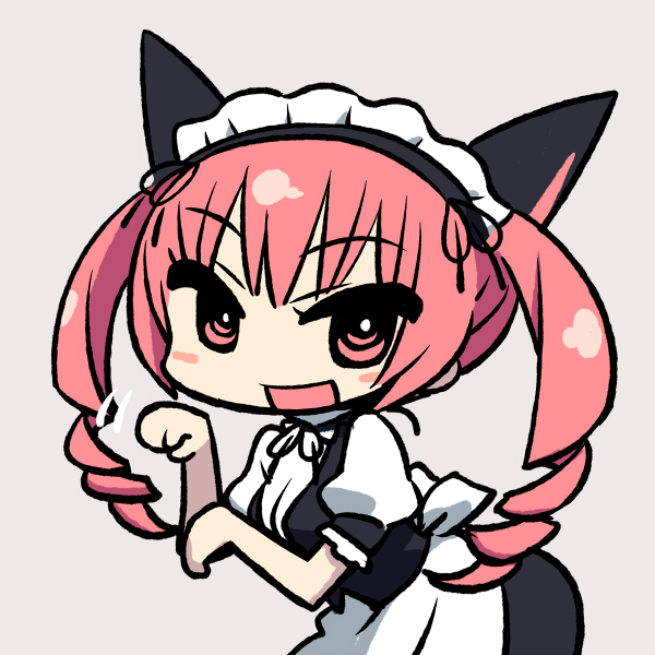 blush_stickers, bow, cat_ears, cat_pose, chan_co, chibi, drill_hair, faris_nyannyan