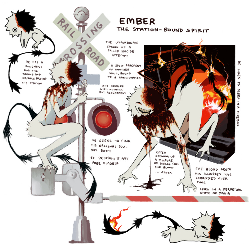 1boy, animal_feet, black_tail, chibi, chibi_inset, demon, drooling, ember_(jejejunum)