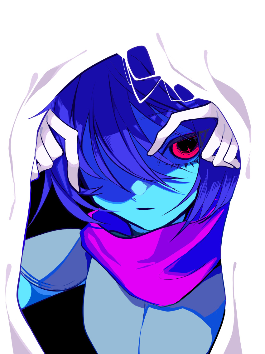 1other, absurdres, armor, blue_hair, blue_skin, colored_skin, commentary_request, curtains