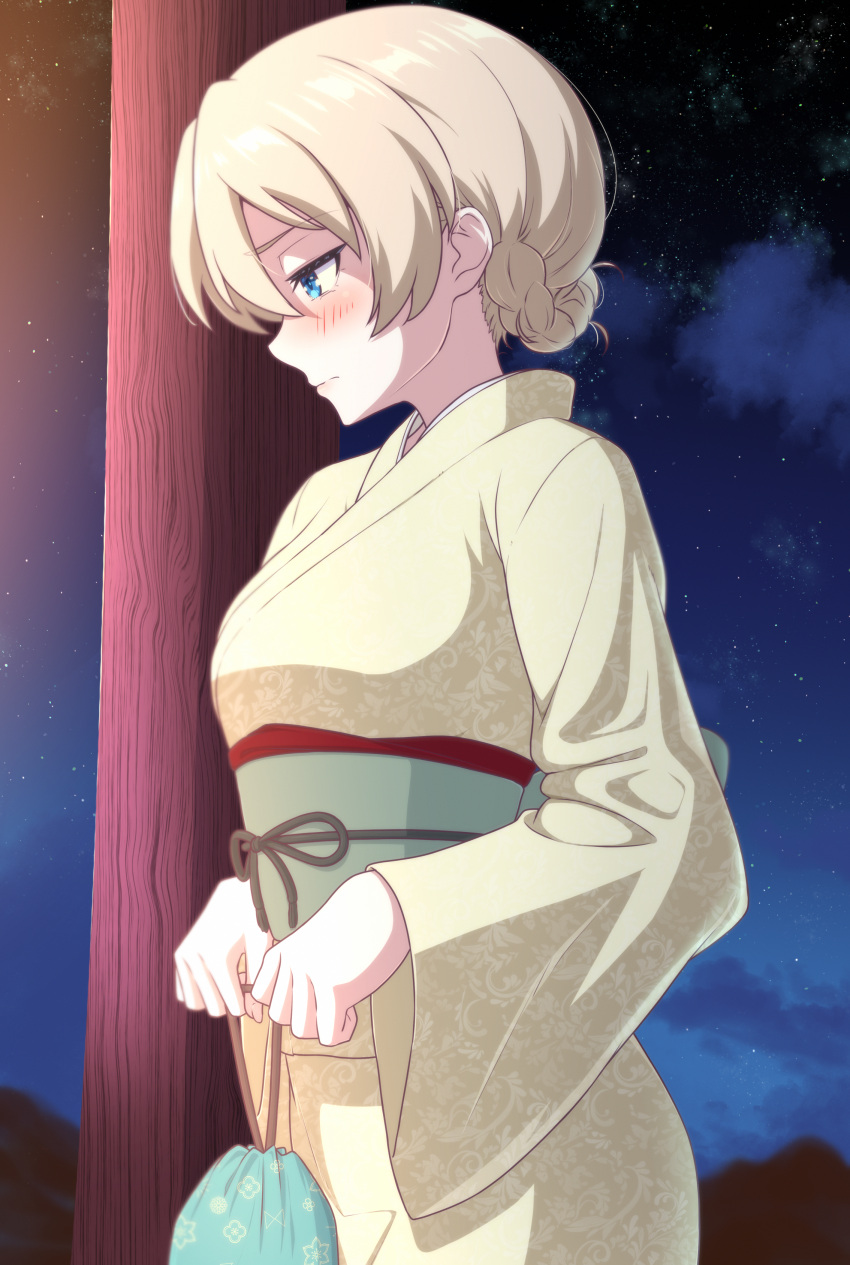 1girl, absurdres, ada_badguy, alternate_costume, bag, blonde_hair, blue_eyes, blush