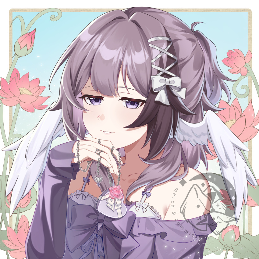 1girl, absurdres, alternate_version, angel_wings, bow, braid, canaliya, choker