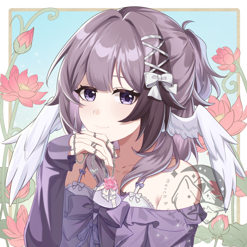 1girl, absurdres, alternate_version, angel_wings, bow, braid, canaliya, choker